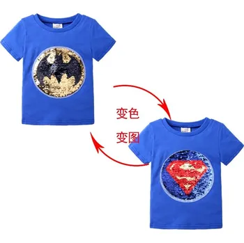 Dívčí tričko Superman Dětské tričko s měnícím se obrázkem BATMAN/SUPERMAN Věk: 3 ROKY, Barva: modrá