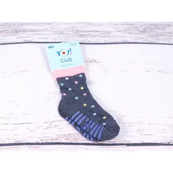 Ponožky YO ABS protiskluzové modrošedé s barevnými tečkami velikosti ponožek: 14-15 ( EUR vel. 20-22)