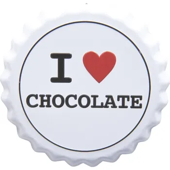 Plechová cedule Nástěnná plechová cedule I love chocolate - Ø 13 cm