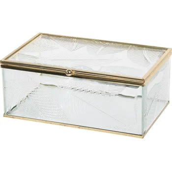 Šperkovnice Skleněná šperkovnice se zlatým kovovým lemováním Godelieve - 17*10*7 cm