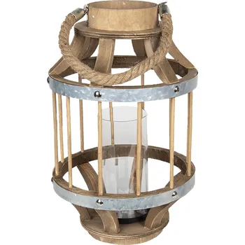 Svícen Hnědá dřevěná lucerna Renee - Ø 22*35 cm