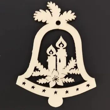 Vánoční dekorace AMADEA Dřevěná ozdoba zvonek se svíčkami 9 cm