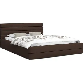 Postel Čalouněná postel TOPAZ hnědá 180x200 semiš s kovovým roštem