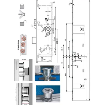 Příslušenství k oknu MACO G-TS zámek ovládaný klikou E92 PZ DM45 4I-S VK8 F-2.400X20, prodlužitelný PT