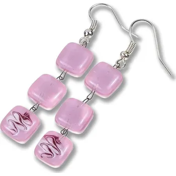 Náušnice Skleněné náušnice růžové HELENE N1104