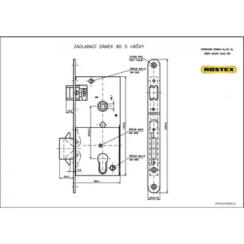 zadlabací zámek Zadlabací zámek s háčky (Zadlabací zámek 80 s háčky)