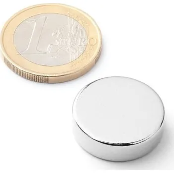 Dekorativní magnet Neodymový magnet kotouč Ø&nbsp;20&nbsp;mm, v.&nbsp;6&nbsp;mm, síla 8,1&nbsp;kg