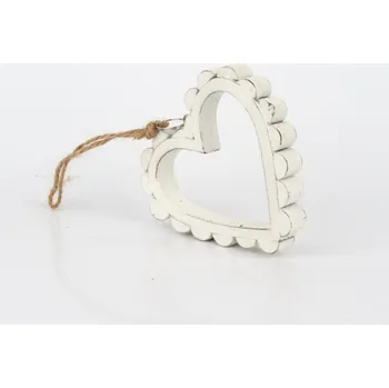 Vánoční ozdoba Vánoční ozdoba dřevěné srdce bílé 10x10cm