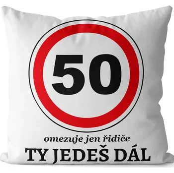 Dekorativní polštářek Polštář se značkou - 50 omezuje jen řidiče