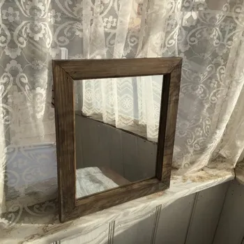 Zrcadlo Zrcadlo v dřevěném rámu tmavé 39x34cm