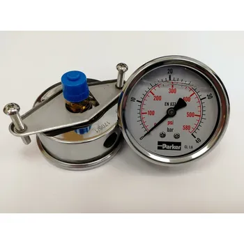 Manometr Parker pr. 63 mm, 0-250 bar, se zadním připojením - G1/4