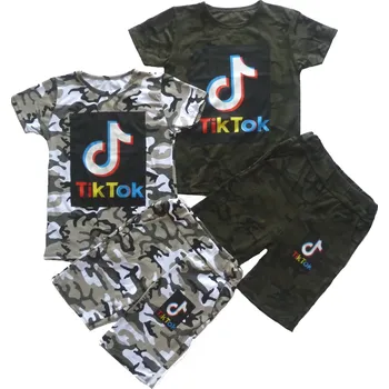 ITALSKÁ MÓDA CHLAPECKÝ KOMPLET TRIČKO A KRAŤASY "TIK TOK" Barva: hnědá, Velikost: 4 roky (104)