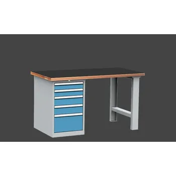 Průmyslová sponka dílenský stůl DPS 1323 s hladkou pogumovanou pracovní deskou, kontejner + doprava zdarma