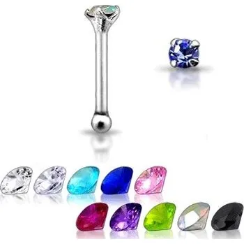 Módní doplněk Šperky4U Stříbrný piercing do nosu - kamínek - N01003-LB