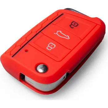 Autoklíč Silikonový obal pro klíč červený - Škoda, VW, Seat