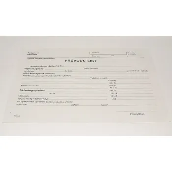 Sevt Průvodní list k RTG vyšetření blok