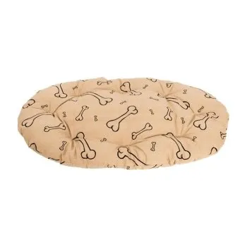 Pelíšek pro psa Polštář ovál bavlněný Kost béžovo/černá 60cm