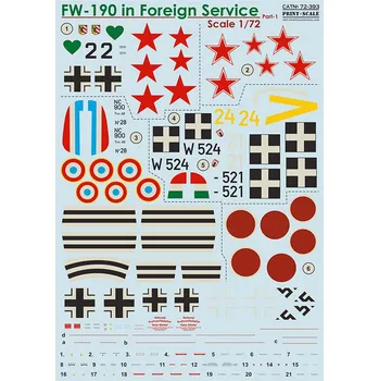 Plastikový model Print Scale 1/72 FW-190 in Foreign Service Part 1 (wet decals)