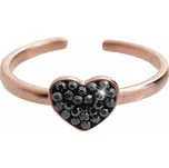 Stříbrný pozlacený prsten tmavě šedé srdíčko se Swarovski Elements Hematite 6mm