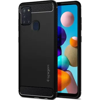 Pouzdro na mobilní telefon Spigen Rugged Armor pro Samsung Galaxy A21S černý