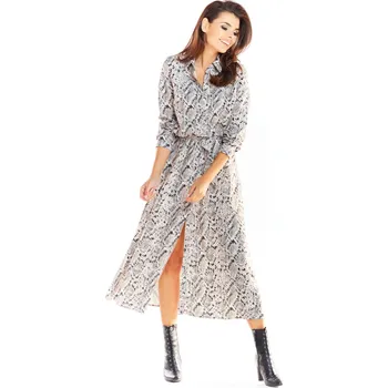 Dámské šaty Dlouhé košilové šaty Awama A324 šedé EU velikost: L