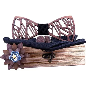 Dřevěný motýlek - Vyřezávaný asymetrický