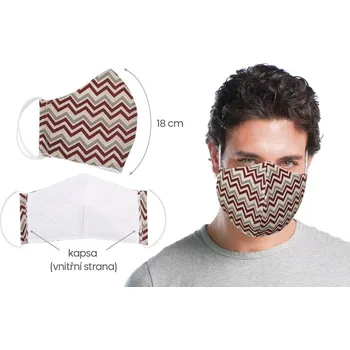 rouška Rouška s kapsou délka oblouku 18cm chevron vínový