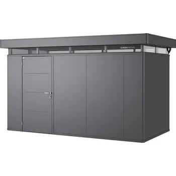 Zahradní domek Plechový zahradní domek Biohort CasaNova 4x2 levé dveře 404 x 204 cm tmavě šedý metalický