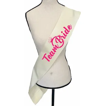 Party dekorace Šerpa/stuha - Team Bride, Barva látky ivory