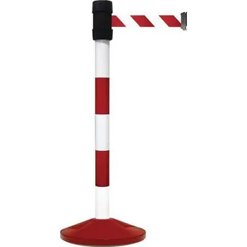 Plotový sloupek Zahrazovací sloupky s pásem Manutan Expert Single, 4 m, červený/bílý + Prodloužená záruka na 10 let