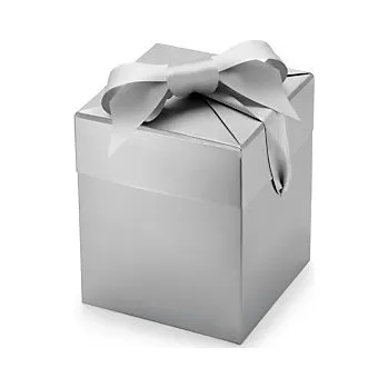 Skládací box se saténovou mašlí, stříbrný - Balení po 1 ks