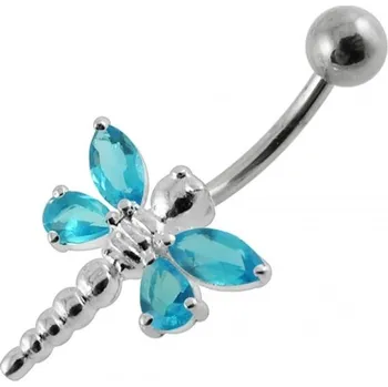 Piercing Šperky4U Stříbrný piercing do pupíku - vážka - BP01188-Q