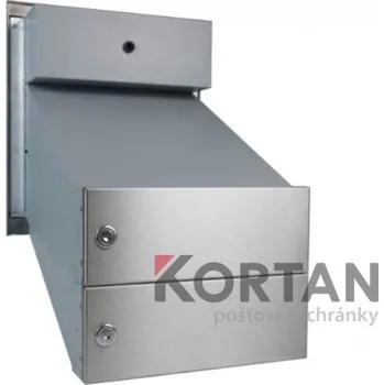 Poštovní schránka 2x poštovní schránka D-041 šikmá k zazdění do sloupku + čelní deska s 2x zvonkem a HM ABB - NEREZ