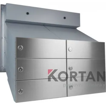 Poštovní schránka 6x poštovní schránka D-041 k zazdění do sloupku + čelní deska s 6x zvonkem a HM ABB - NEREZ / šedá