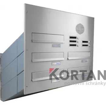 Poštovní schránka 5x poštovní schránka D-041 šikmá k zazdění do sloupku + čelní deska s 5x zvonkem a přípravou pro HM - NEREZ