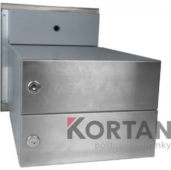 Poštovní schránka 2x poštovní schránka B-042 rovná k zazdění do sloupku + čelní deska se 2x zvonkem a HM ABB - NEREZ