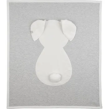 Dětská deka světle šedá bavlněná deka se smetanovým zajíčkem