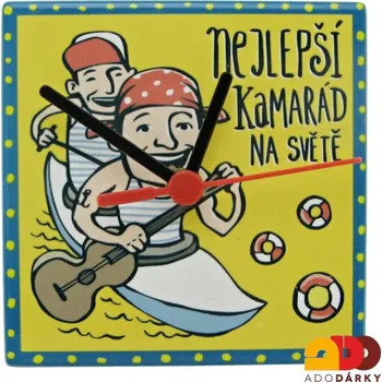 Hodiny Stolní hodiny "Nejlepší kamarád na světě" 10,5 cm (Dárek pro kámoše)