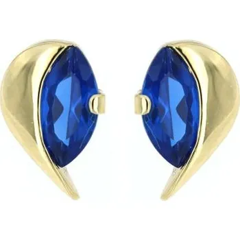 Náušnice Zlatnictví U Kostela Zlaté náušnice lístečky s modrým kamínkem 1106 470189072