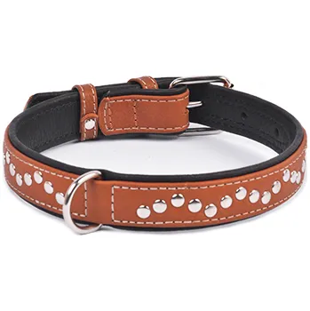 Obojek pro psa CoLLaR Obojek kožený Soft s cvočky - hnědý (38 - 49 cm/ 2 cm)