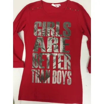 Tričko- tunika 158,164,170, velikost 152, Barva červená, Složení materiálu 100% Bavlna