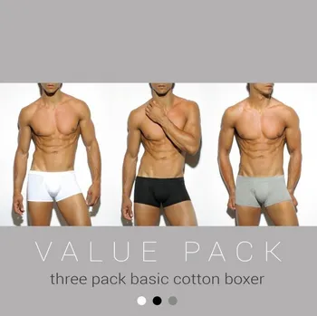 Pánské erotické prádlo Boxerky ES Collection UN185P Basic Cotton Boxer 3 ks XL, výhodné balení 3 pánských bavlněných boxerek