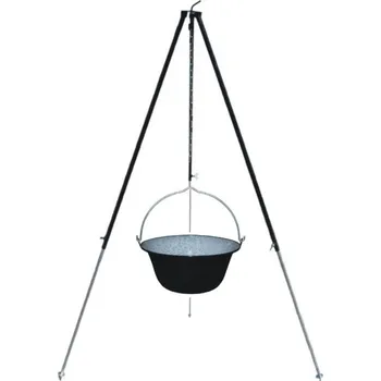 Kempingové nádobí Trojnožka 1,8 m teleskopická a kotlík 30 l smalt (sada trojnožka 1,8 m teleskopická a kotlík 30 l smaltovaný - set pro velké akce, hody a svátky)