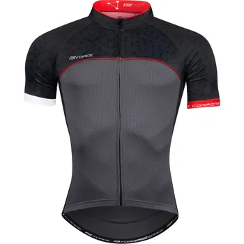 cyklistický dres Force dres FINISHER krátký rukáv, šedo-červený