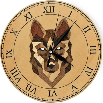 Hodiny art-wood.cz Dřevěné hodiny - vlk