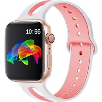 Příslušenství k chytrým hodinkám eses Dvoubarevný řemínek pro Apple Watch - Bílo růžový 38mm, 40mm, 41mm