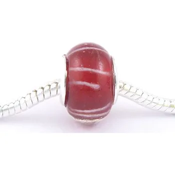 Přívěsek miXL.cz Vinuté korálky Červené s bílými proužky