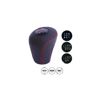 Simoni Racing madlo řadicí páky Slick - černá kůže + červené prošívání + 3 kulisy řazení