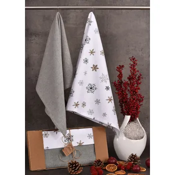Utěrka JIMI Textil Vánoční / zimní utěrka s motivem sněhových vloček - 2 ks 50x70cm 2