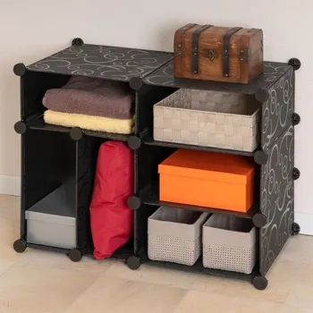 regál Modulový botník- skříňka s různými možnostmi sestavení, černý, 57x71x37 cm